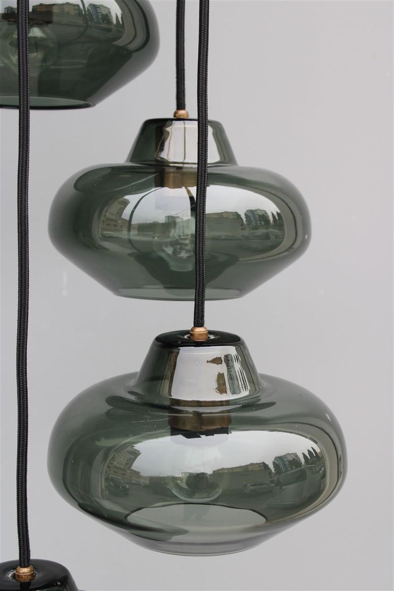 Italian Amazing Cascade Vistosi Mid-century Chandelier Green Murano Parts Glass 1950s  For Sale