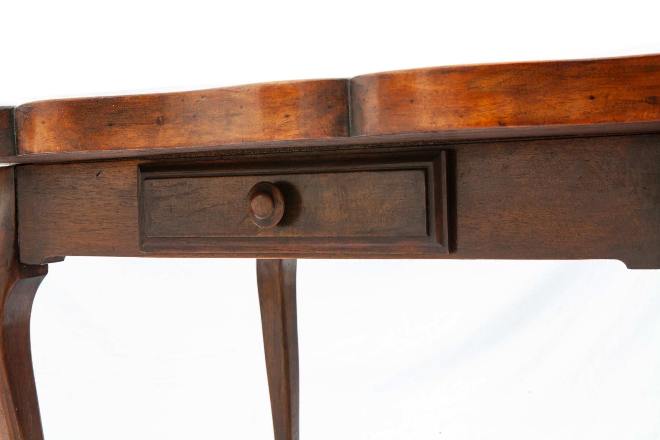 Walnut Center/Writing Table with Flame Veneered Top In Excellent Condition For Sale In Malibu, CA