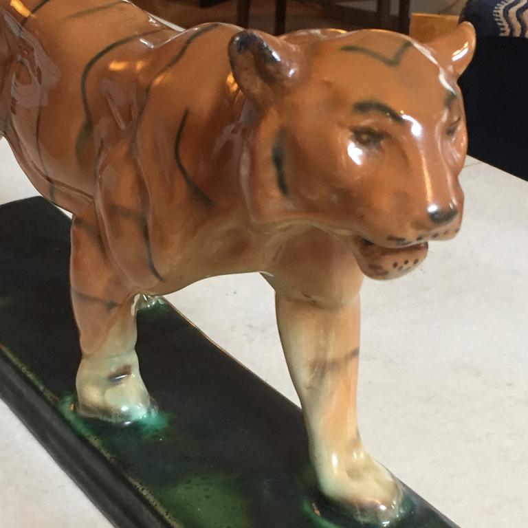 Mid-Century Modern Amazing Ceramic French Tiger Sculpture, 1940