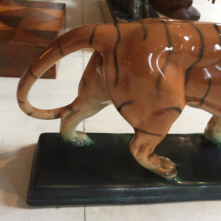 Mid-20th Century Amazing Ceramic French Tiger Sculpture, 1940