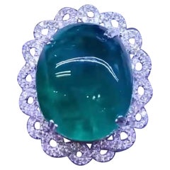 Sorprendente Certificado Ct 57, 08 de Zambia Esmeralda y Diamantes en Anillo