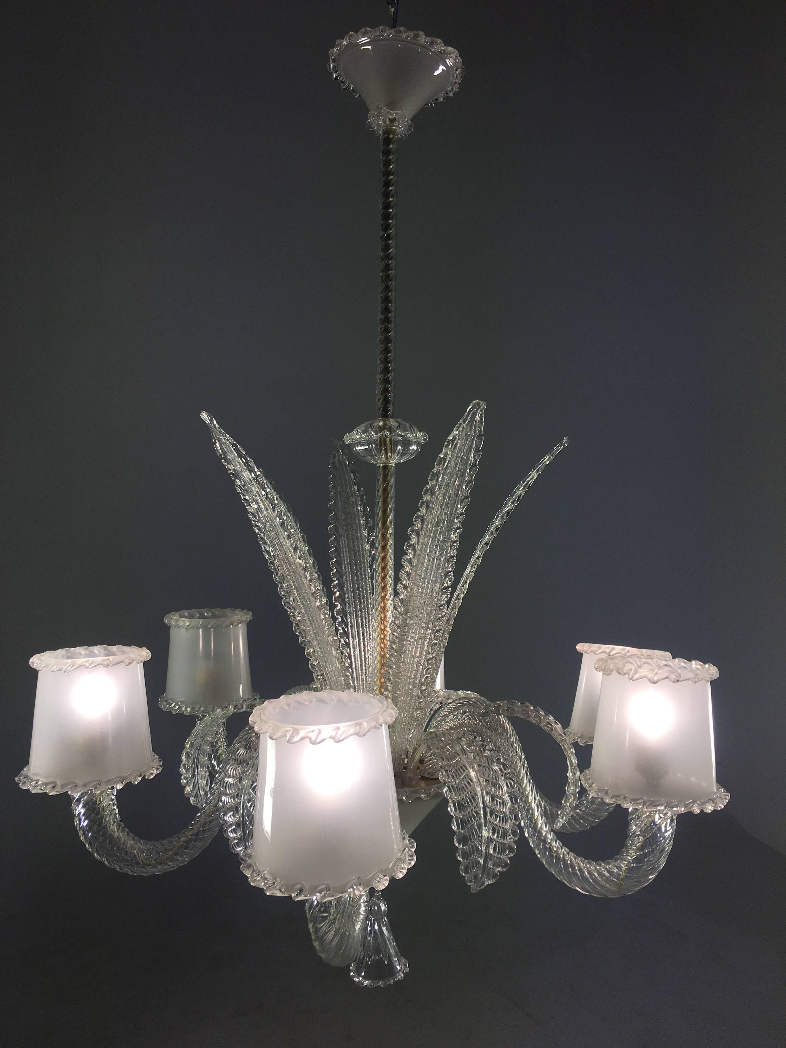 Amazing Chandelier by Barovier & Toso, Murano, 1940s For Sale 5