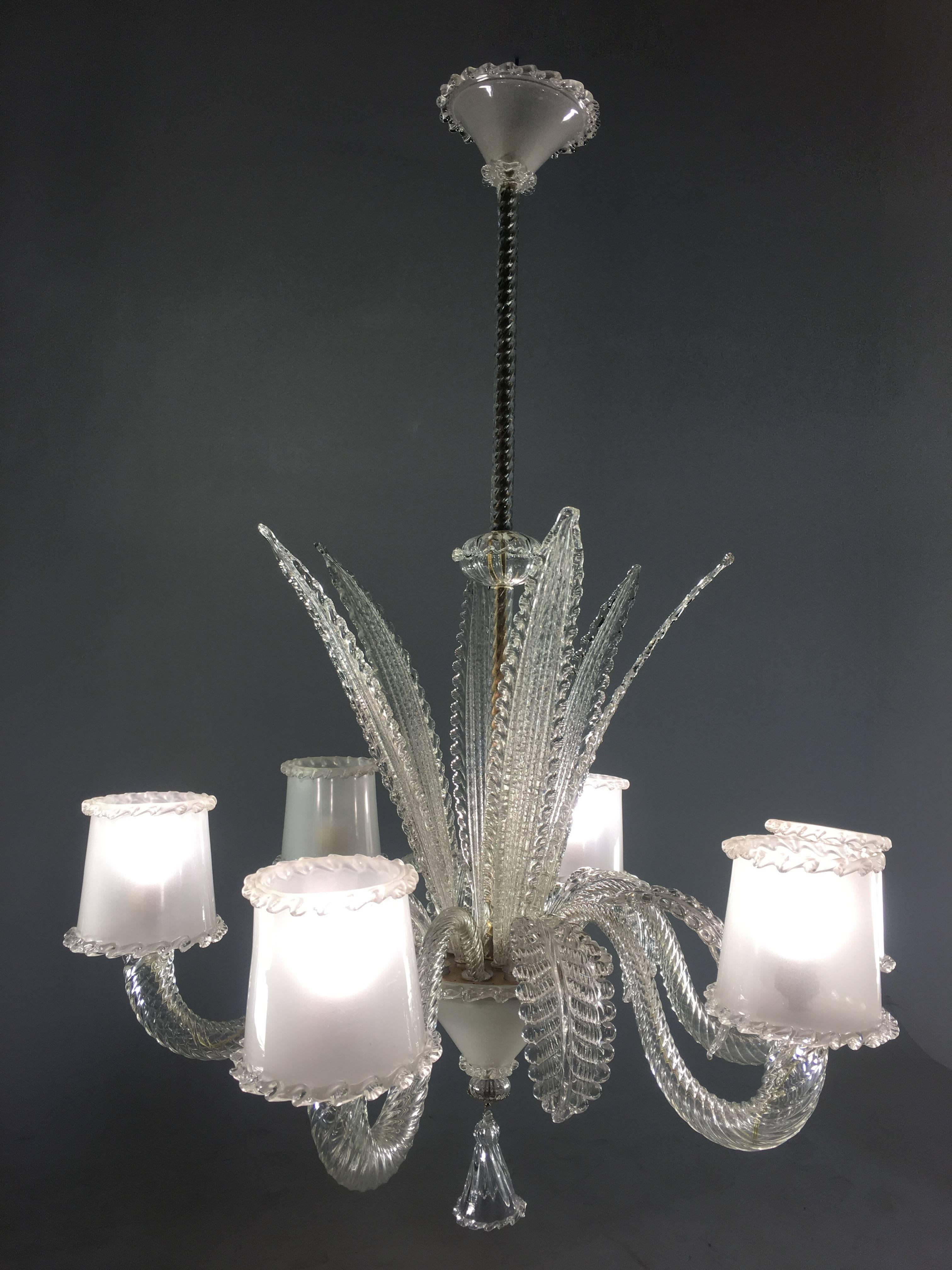Amazing Chandelier by Barovier & Toso, Murano, 1940s For Sale 6