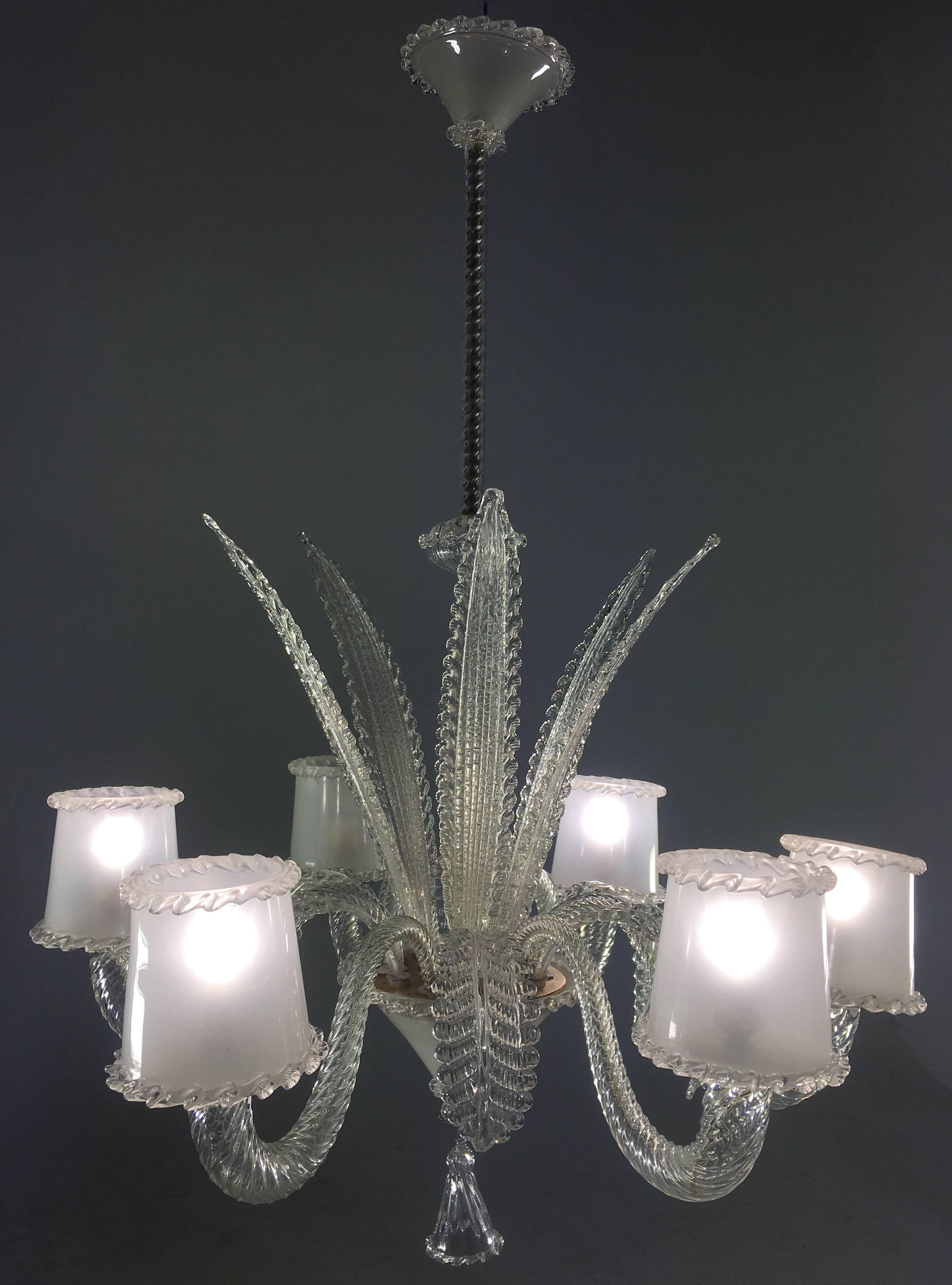 Amazing Chandelier by Barovier & Toso, Murano, 1940s For Sale 7