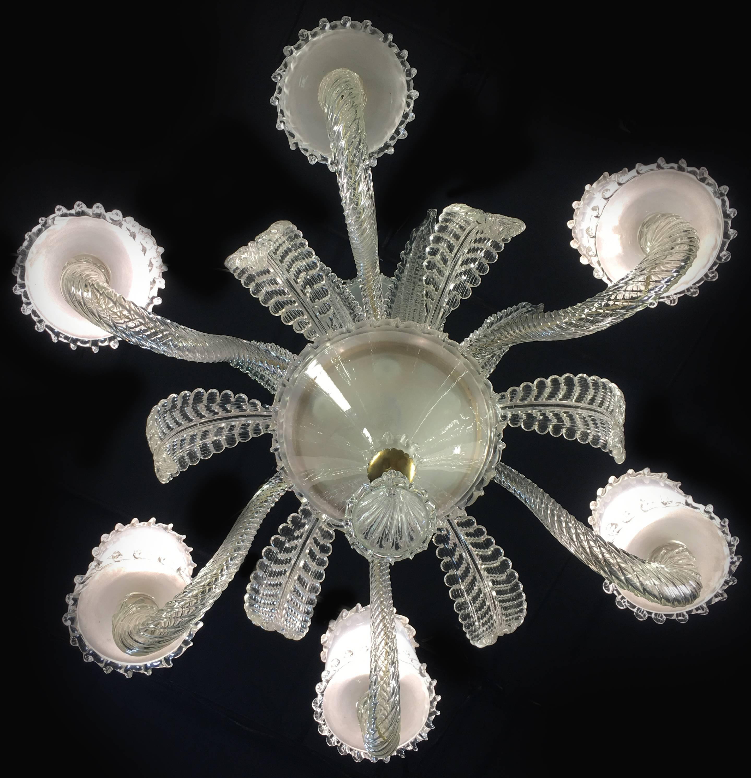 Amazing Chandelier by Barovier & Toso, Murano, 1940s For Sale 11