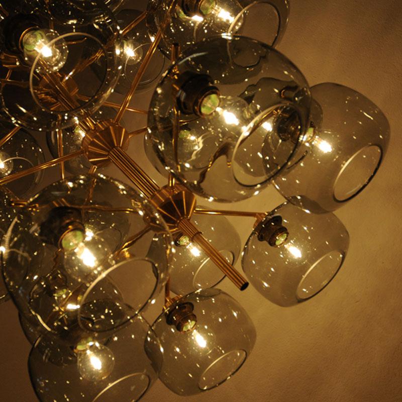 Brass Amazing Chandelier with 24-Glassdomes by Holger Johansson -Westal, Sweden- 1952