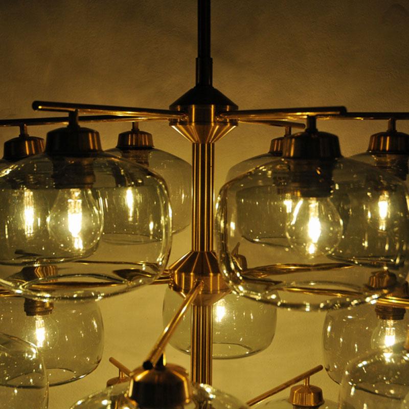 Swedish Amazing Chandelier with 24-Glassdomes by Holger Johansson -Westal, Sweden- 1952