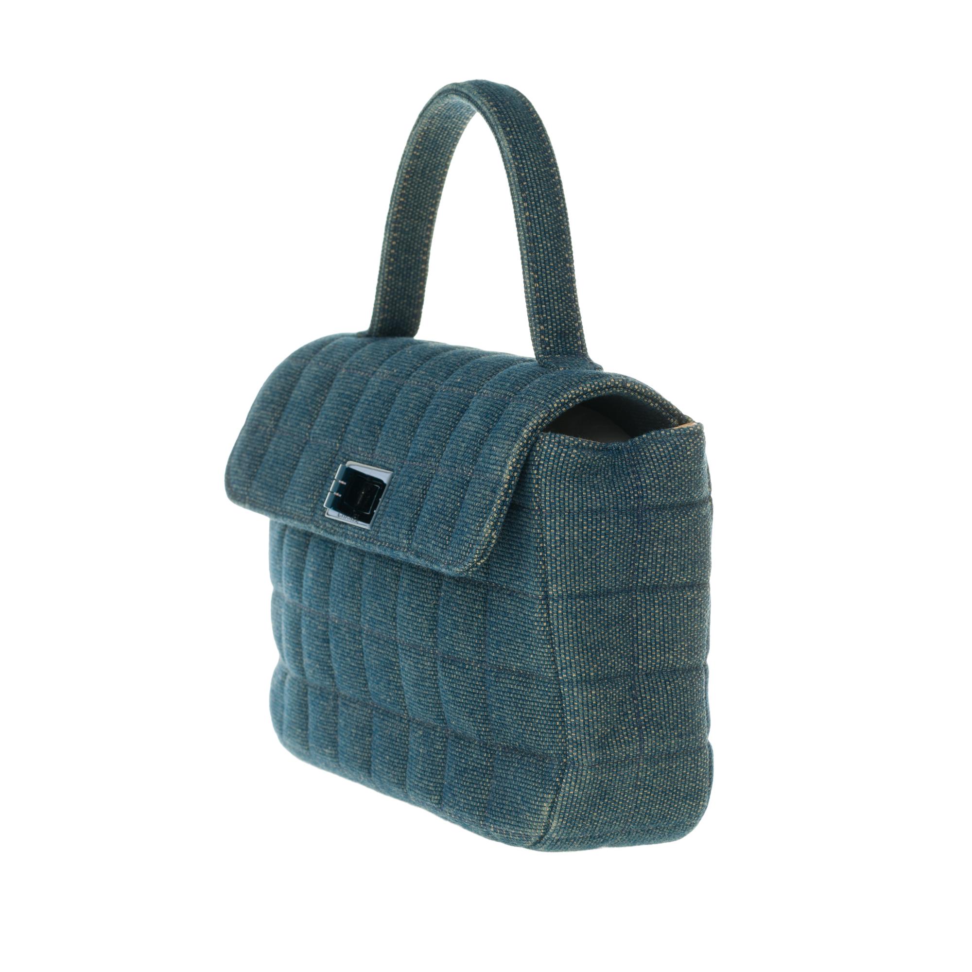 Black Amazing Chanel 2.55 handbag in blue denim