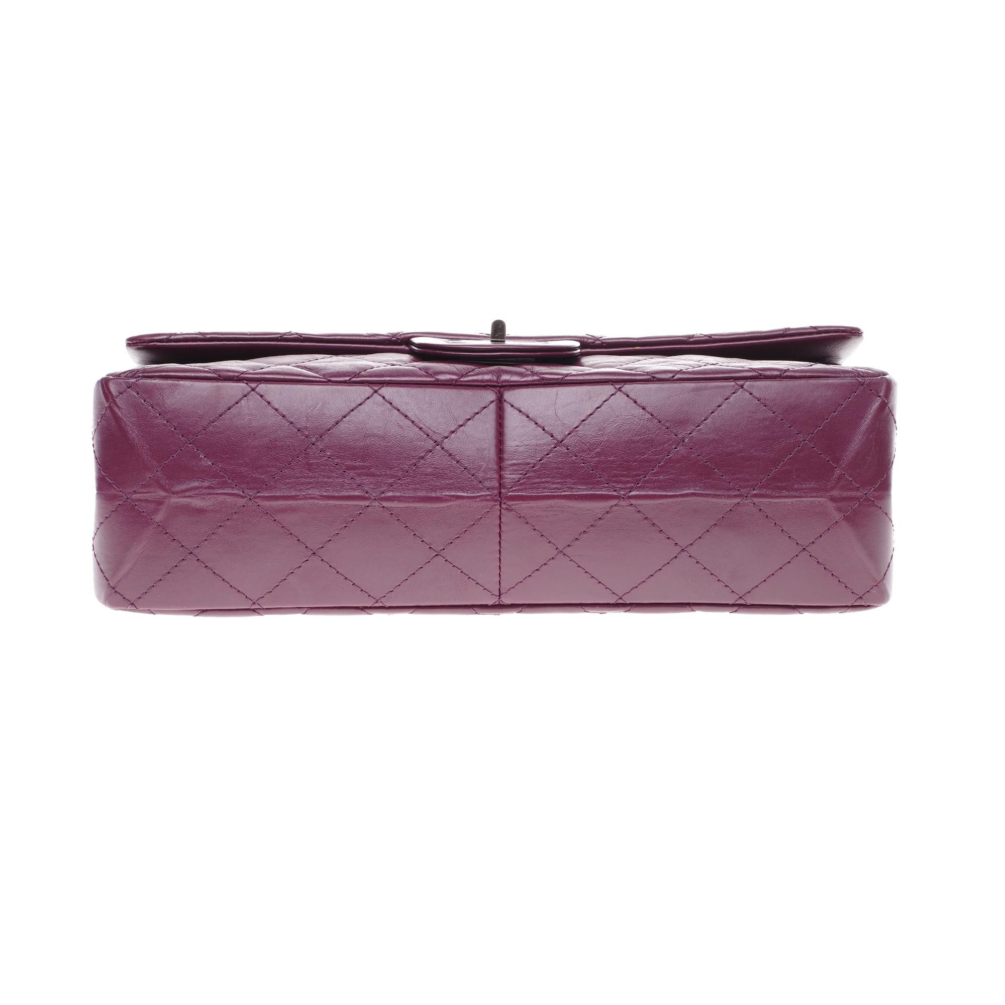 Amazing Chanel 2.55 Reissue handbag in plum quilted leather 6