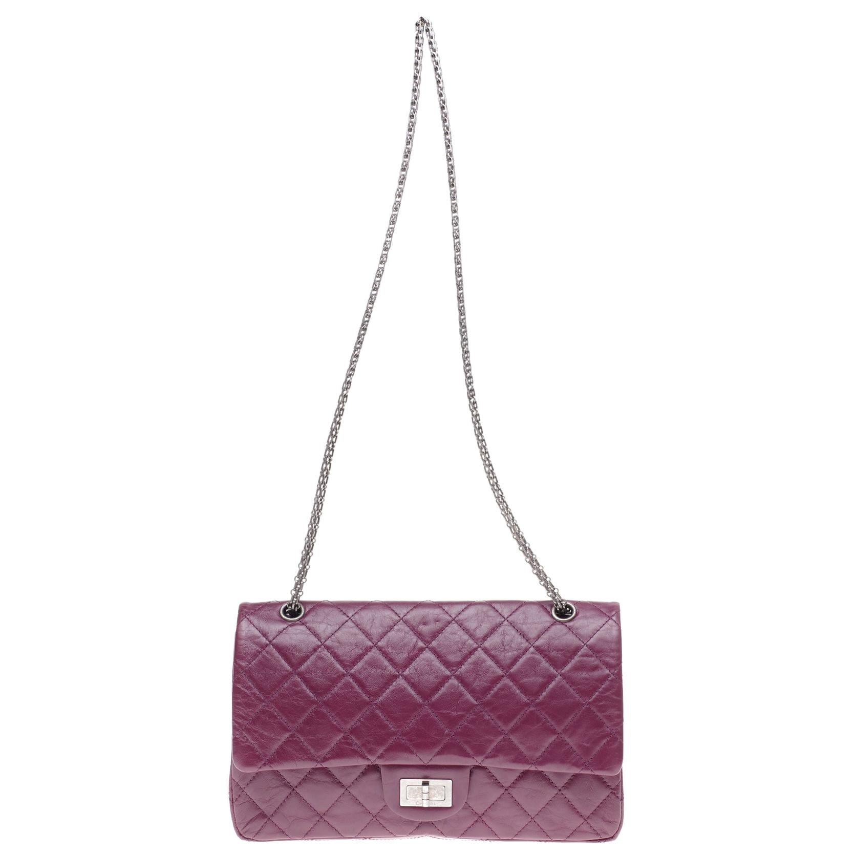 Amazing Chanel 2.55 Reissue handbag in plum quilted leather