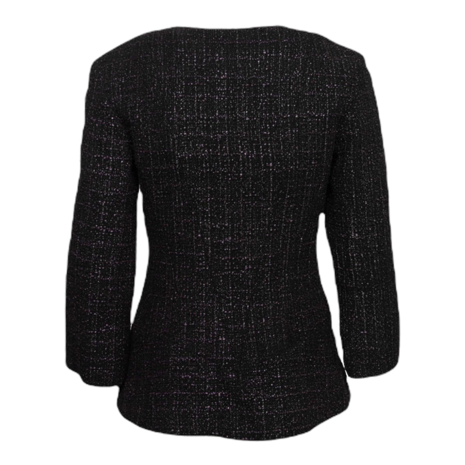 Amazing CHANEL Aubergine Signature Tweed Jacket Blazer 42 For Sale at ...