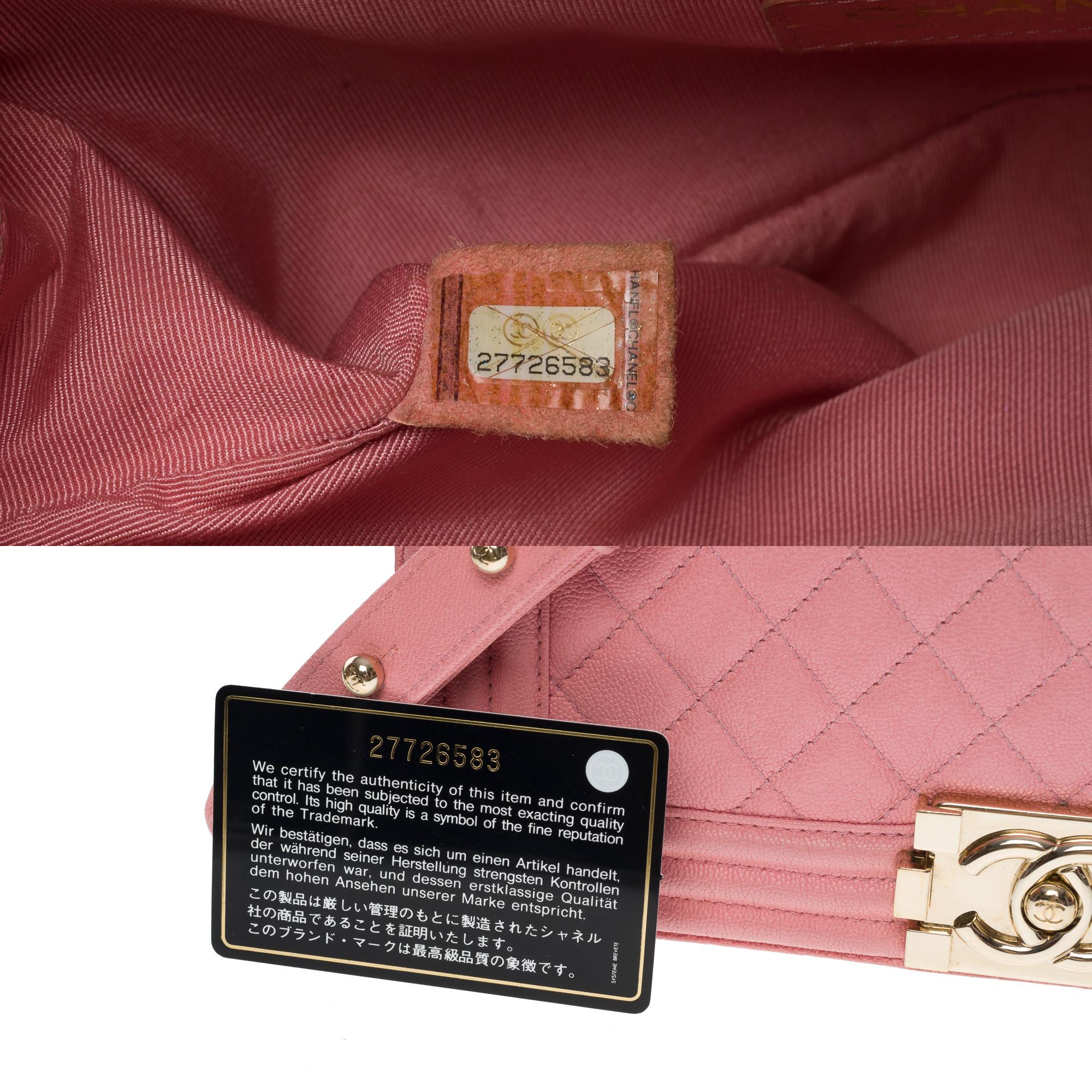 Amazing Chanel Boy Old medium shoulder bag in Pink caviar quilted leather, SHW 3