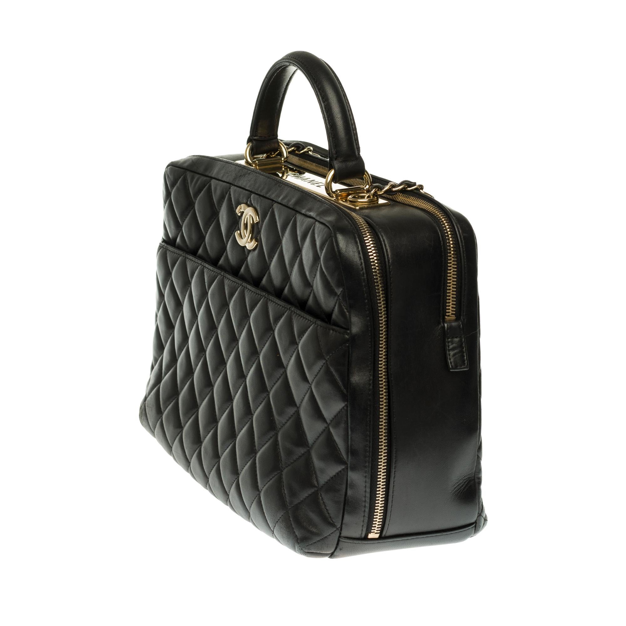 Black Amazing Chanel CC Vanity Case Bag with gold hardware