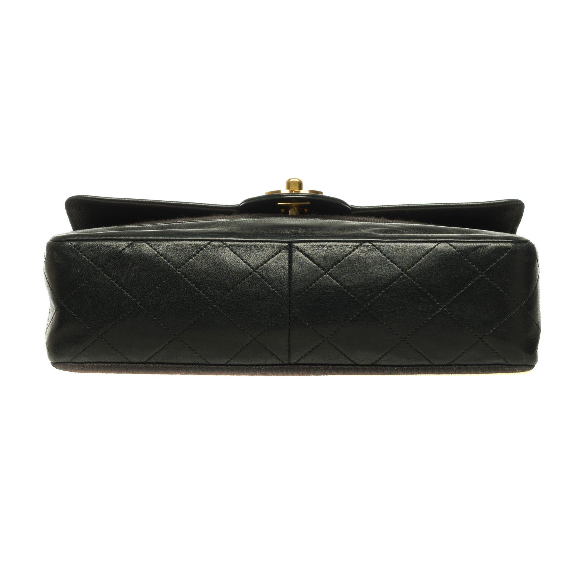 Amazing Chanel Classic bi material crossbody bag in black leather& Jersey, GHW 4