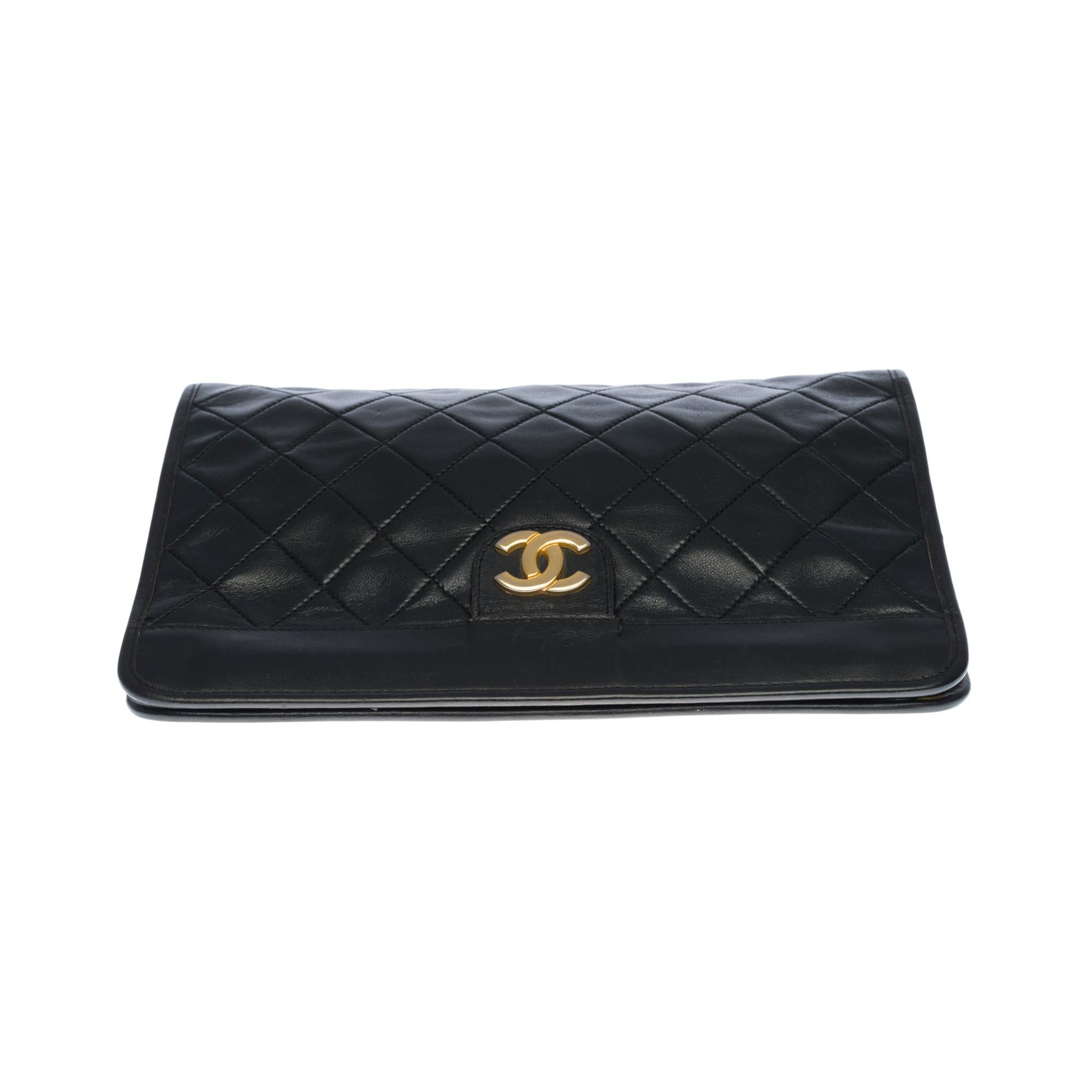 Amazing Chanel Classic Clutch in black quilted lambskin 2