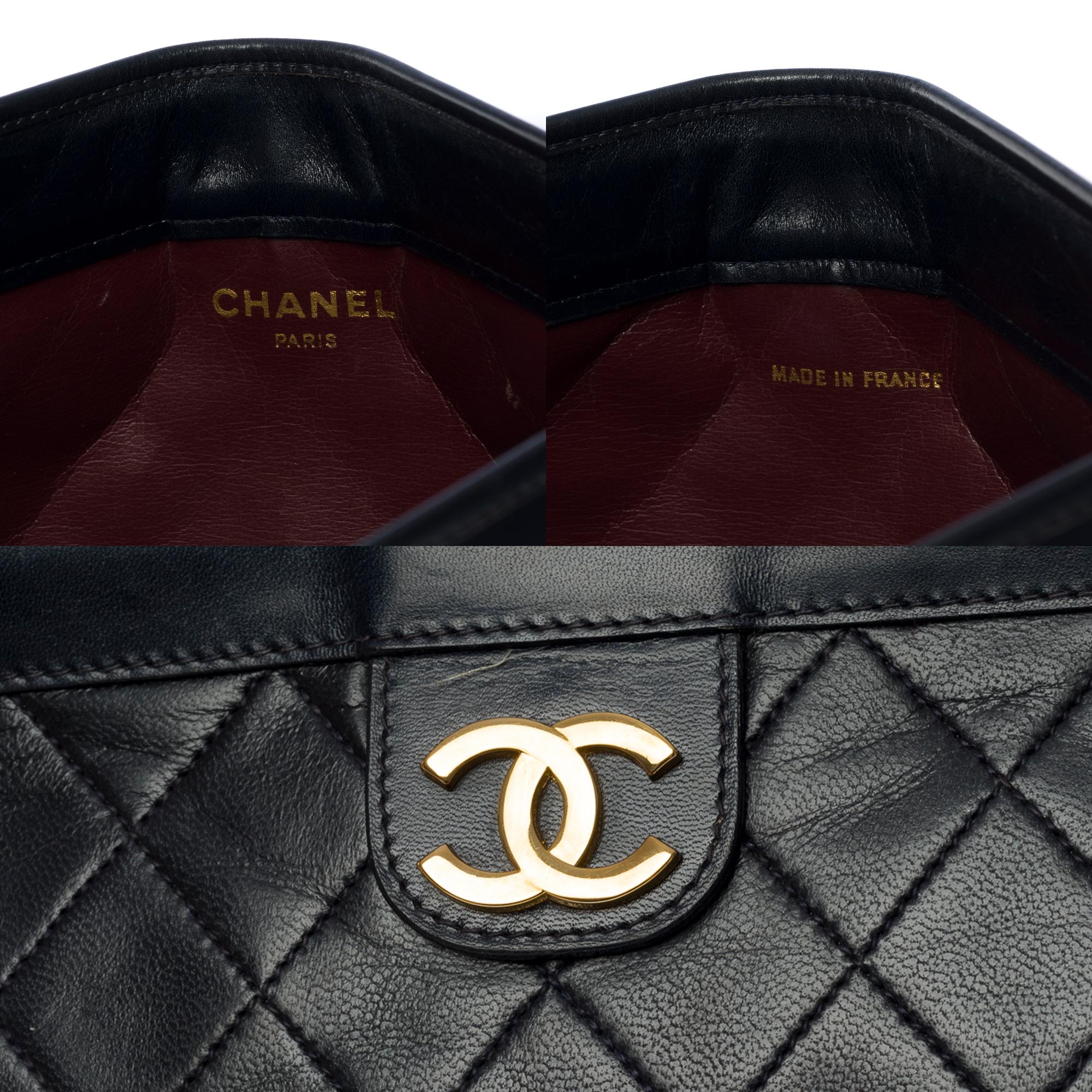 Amazing Chanel Classic Clutch in black quilted lambskin leather, GHW 1