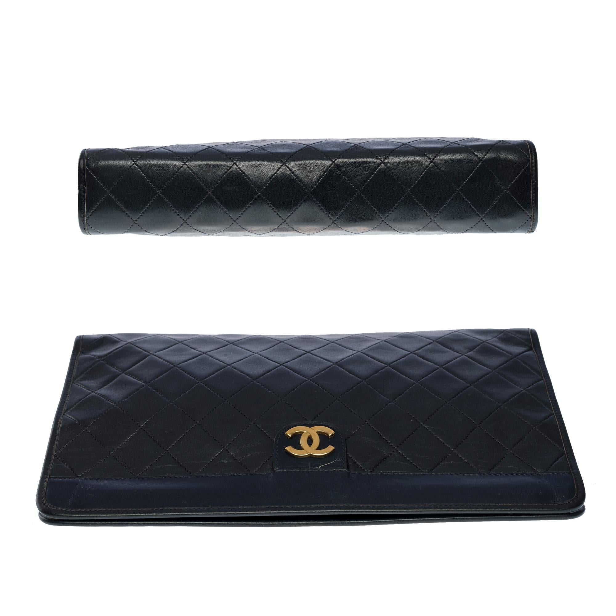 Amazing Chanel Classic Clutch in black quilted lambskin leather, GHW 3