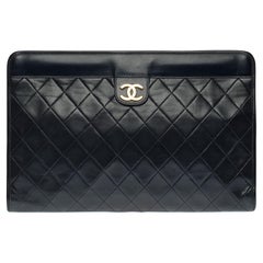 Amazing Chanel Classic Clutch in black quilted lambskin leather, GHW