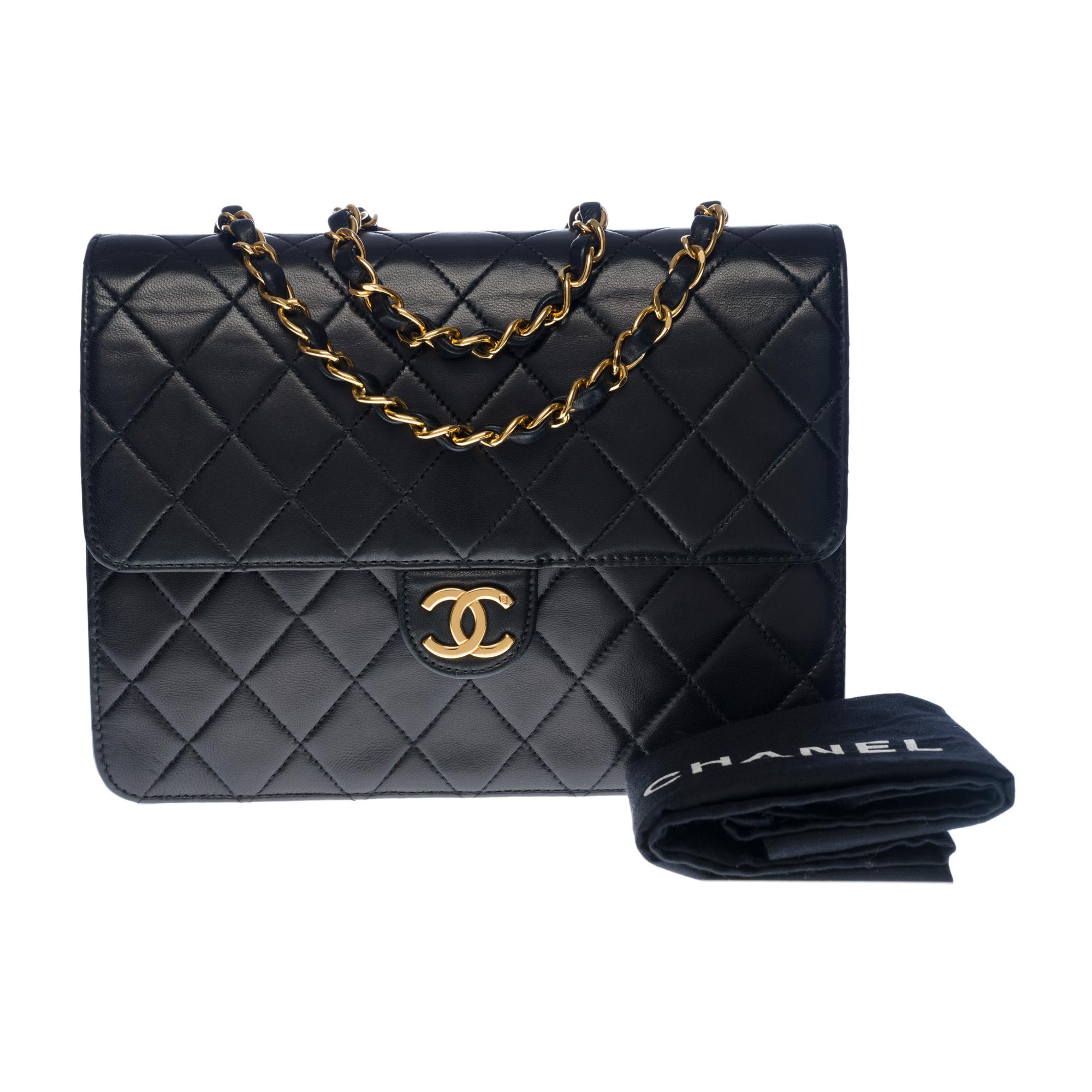 Amazing Chanel Classic Flap shoulder bag in black quilted lambskin, GHW 7