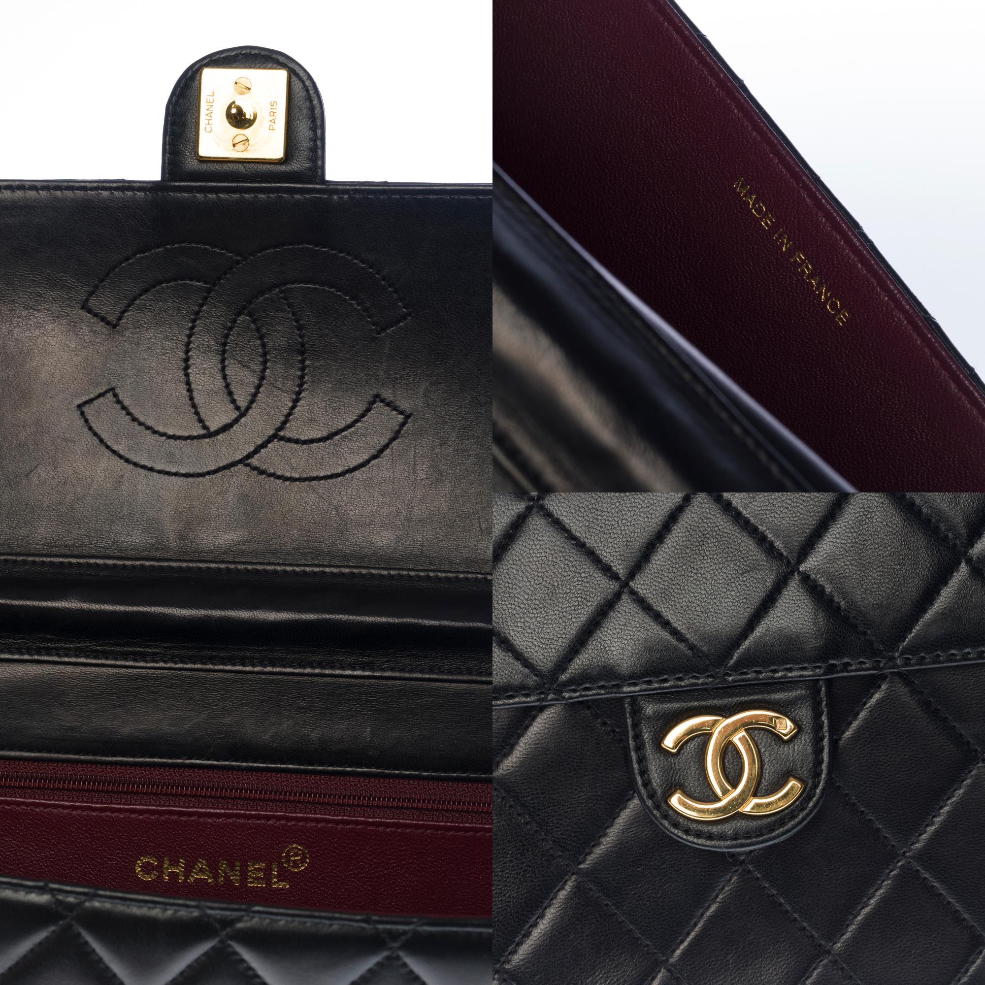 Amazing Chanel Classic Flap shoulder bag in black quilted lambskin, GHW 1