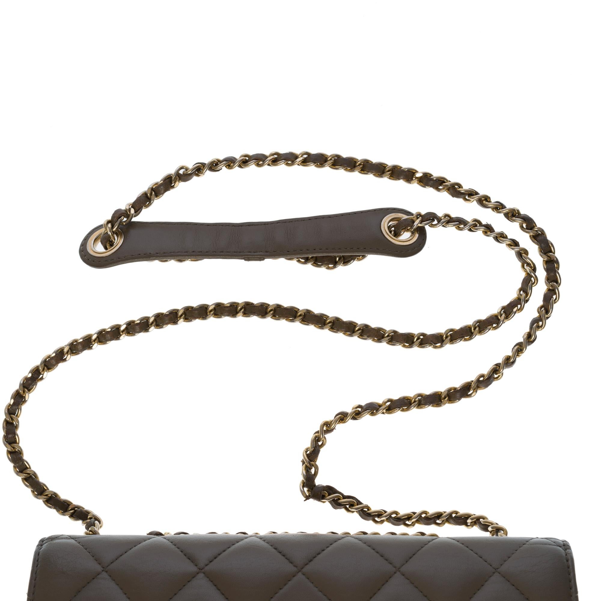 Amazing Chanel Classic Full Flap shoulder bag in Taupe quilted leather, SHW 3