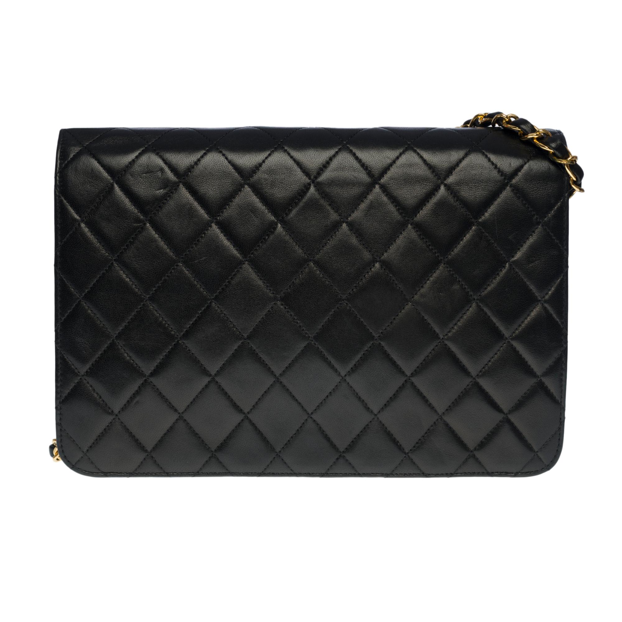 Black Amazing Chanel Classic shoulder flap bag in black quilted lambskin, GHW