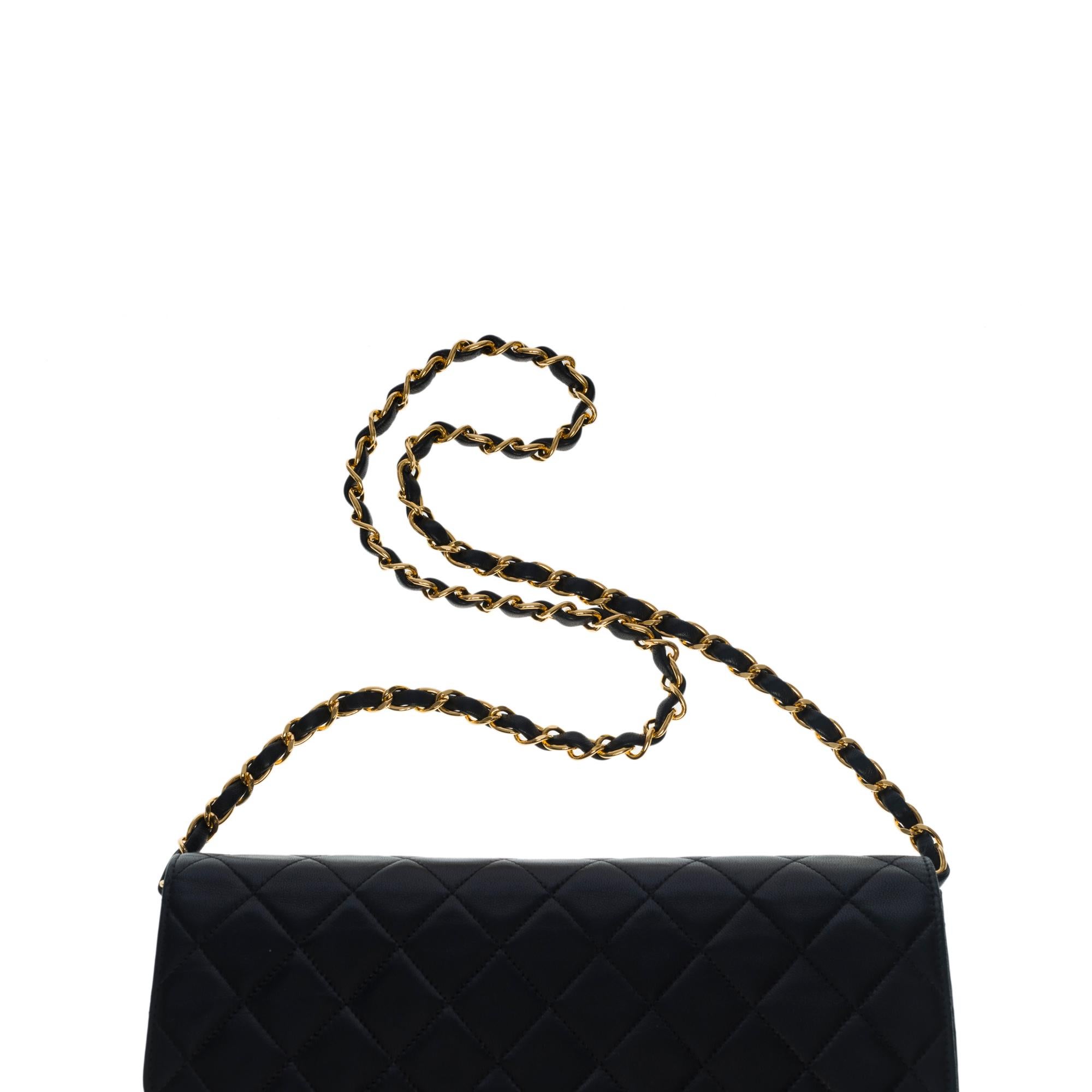 Amazing Chanel Classic shoulder flap bag in black quilted lambskin, GHW 4