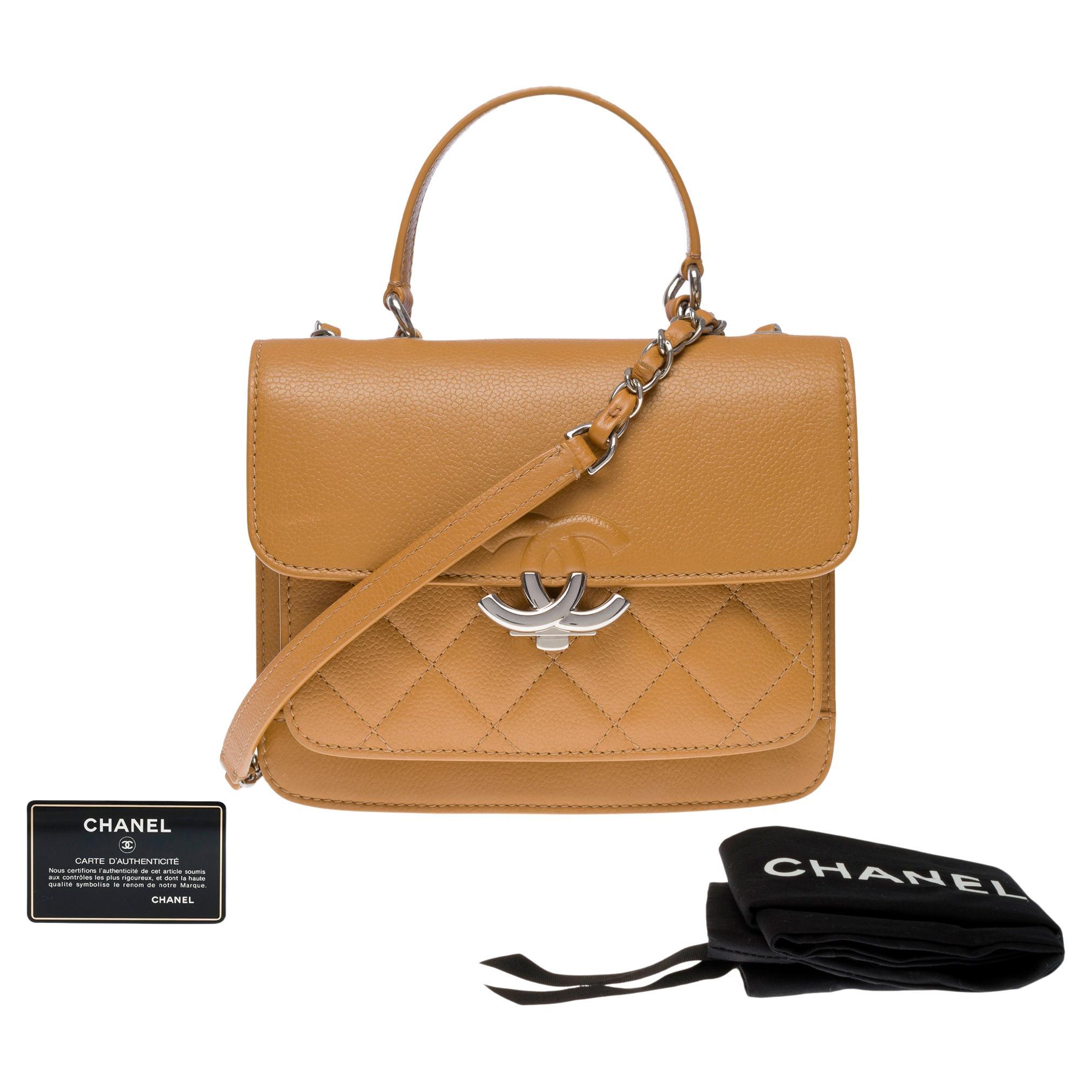 Amazing Chanel Classic shoulder Flap bag in Gold quilted Caviar leather , SHW For Sale