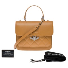 Amazing Chanel Classic shoulder Flap bag in Gold quilted Caviar leather , SHW