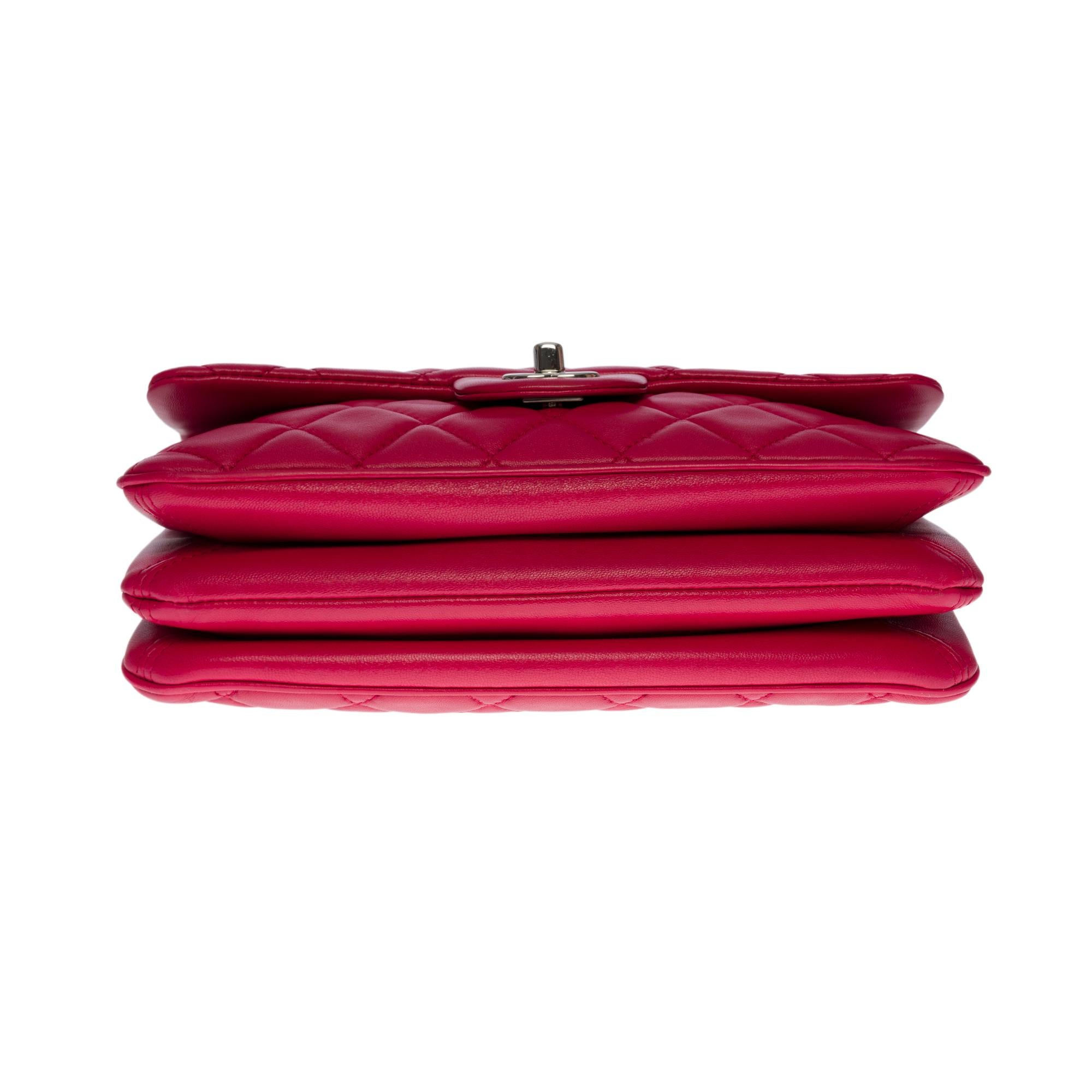 Amazing Chanel Classic shoulder Flap bag in red quilted lambskin