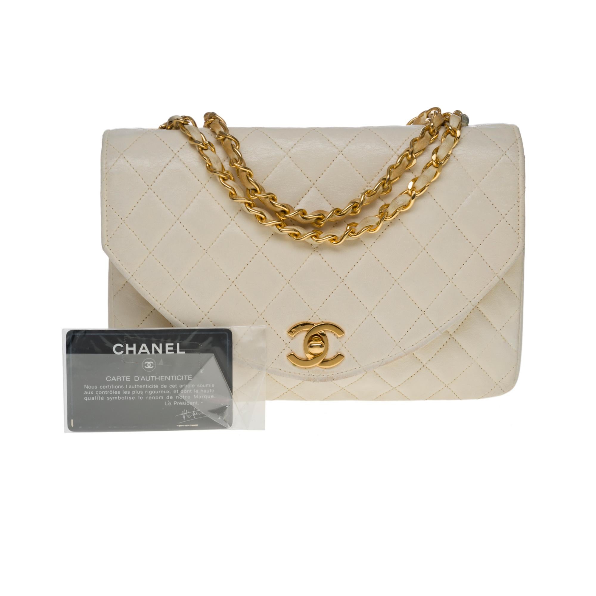 Amazing Chanel Classic single shoulder Flap bag in ecru quilted lambskin, GHW 4