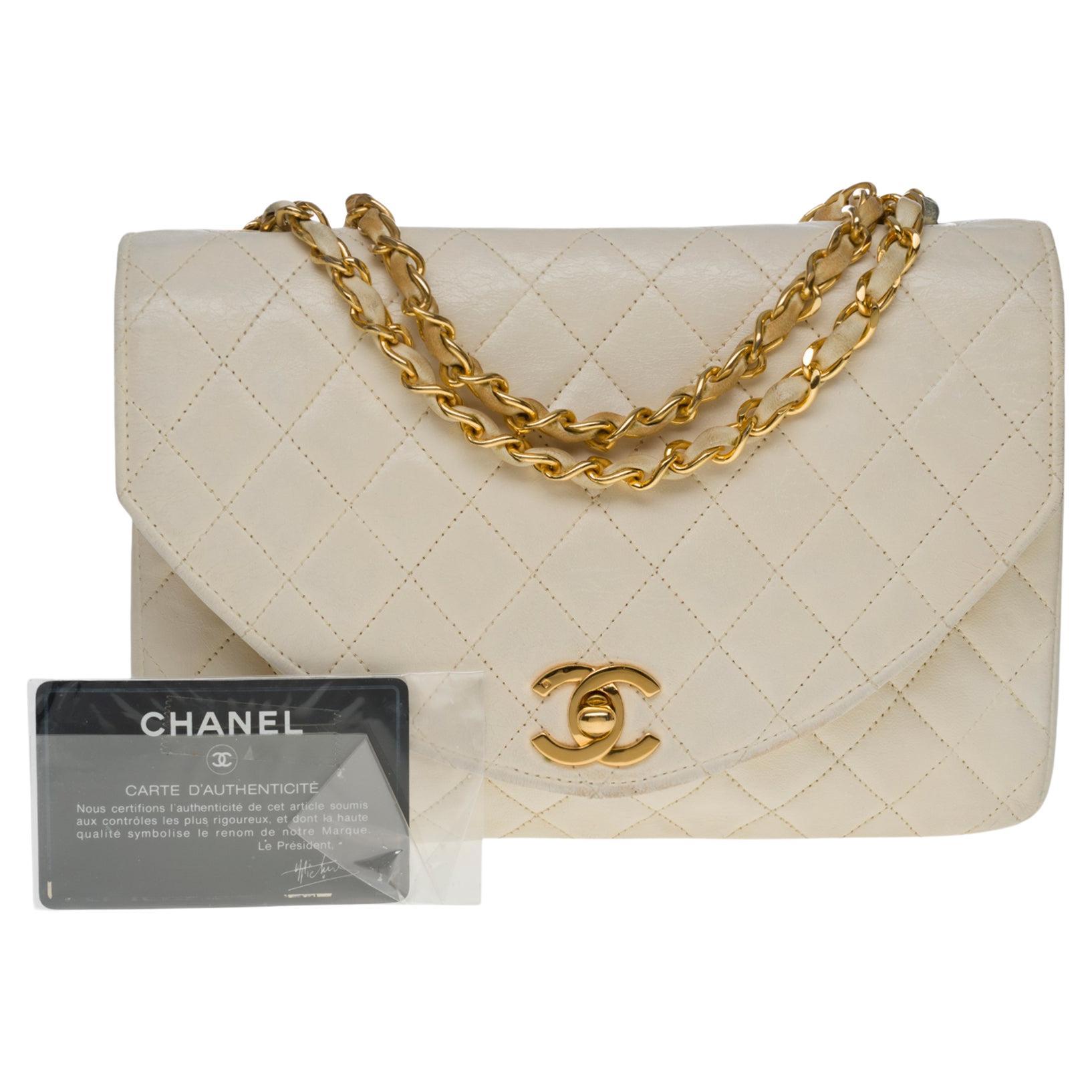 Amazing Chanel Classic single shoulder Flap bag in ecru quilted