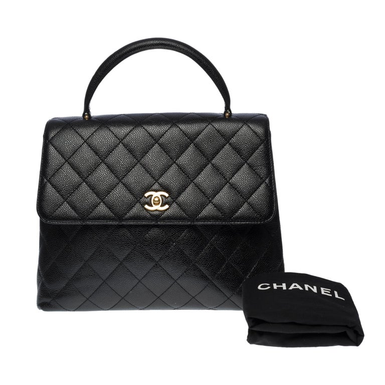 Amazing Chanel Coco handle handbag in black caviar quilted leather