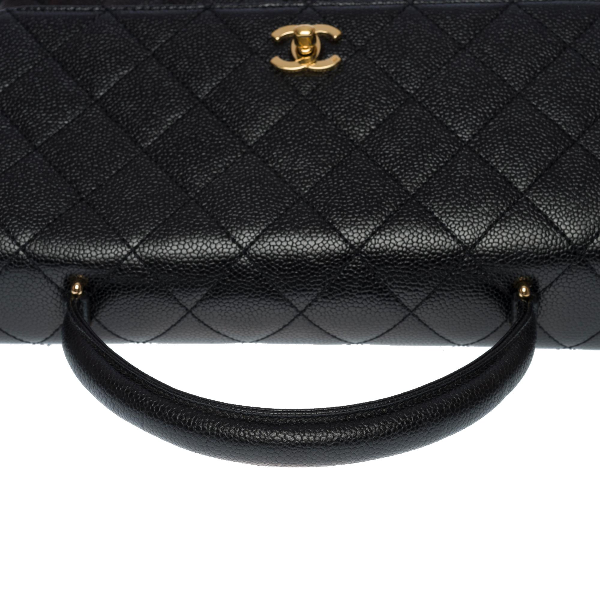 Women's Amazing Chanel Coco handle handbag in black caviar quilted leather, GHW