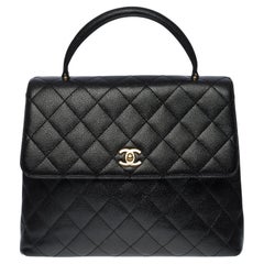Amazing Chanel Coco handle handbag in black caviar quilted leather, GHW