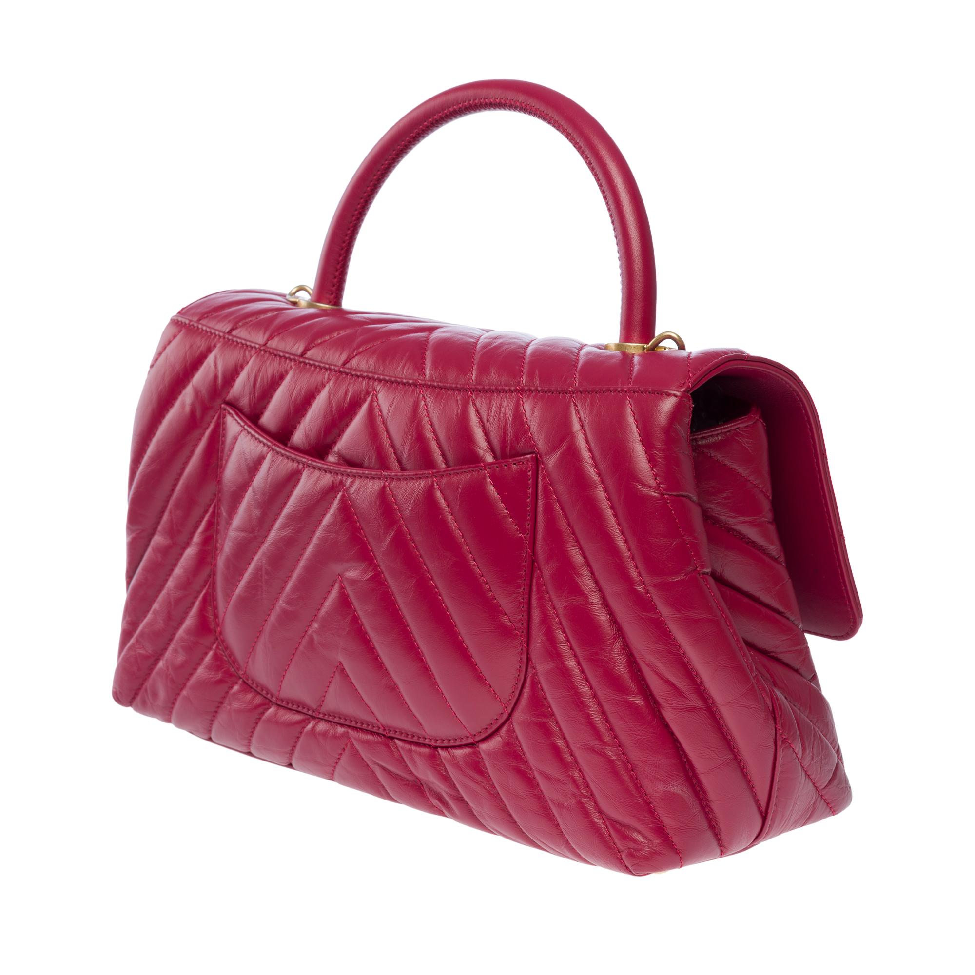 Superbe sac à main à anse Coco Chanel en cuir d'agneau rouge, MGHW Pour femmes en vente