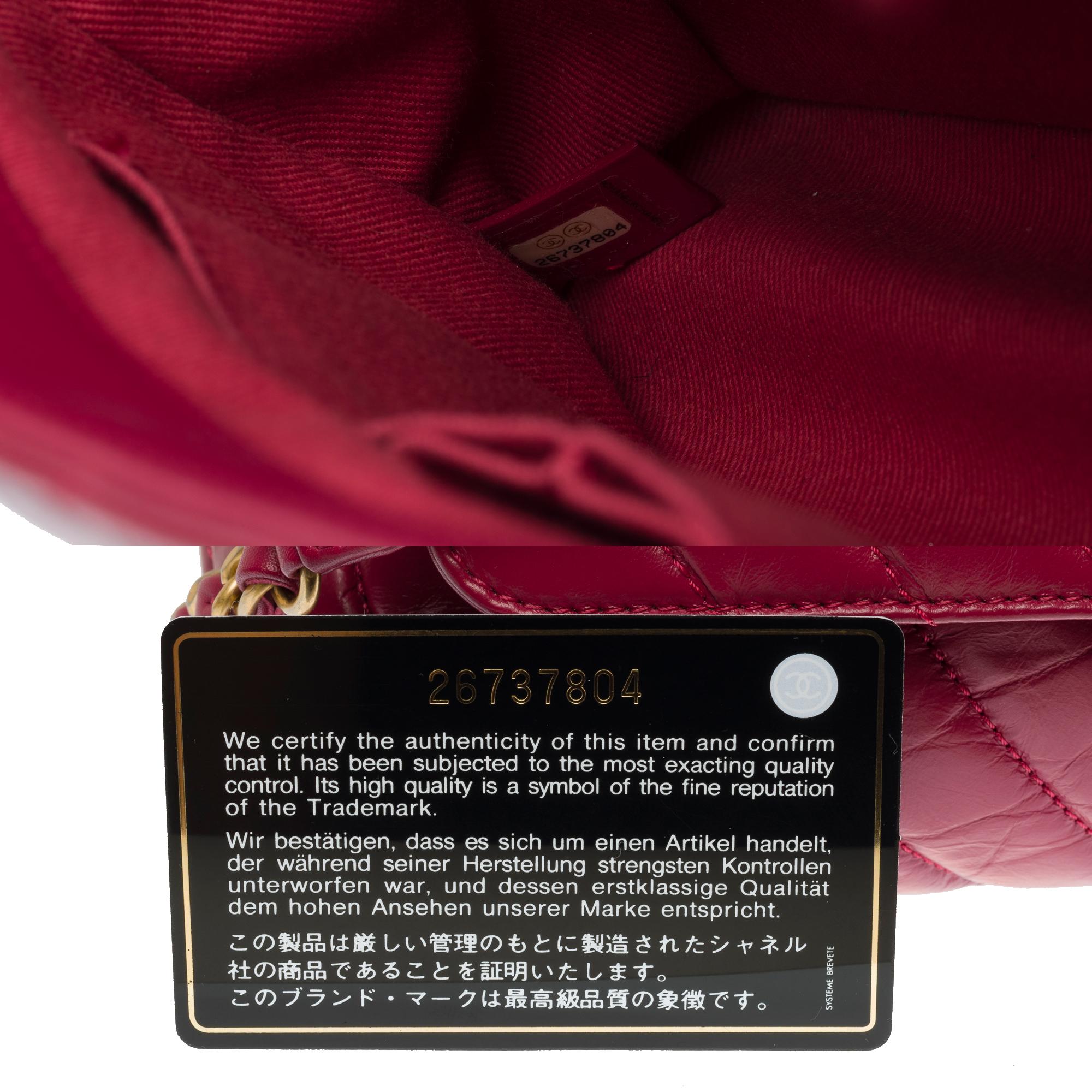 Außergewöhnliche Chanel Coco-Handtasche mit Griff aus rotem Lammfellleder, MGHW im Angebot 2