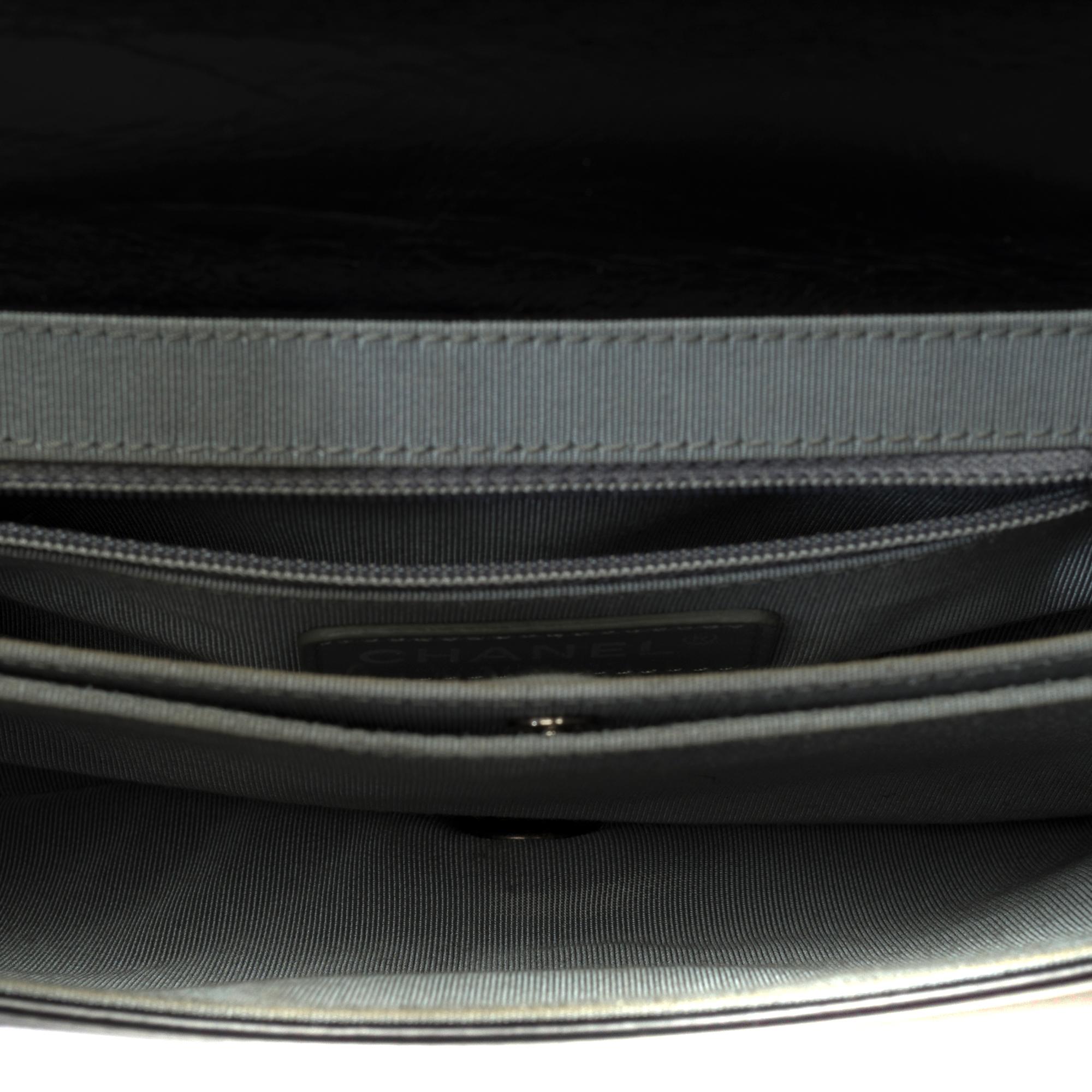 Amazing Chanel Coco shoulder flap bag in black quilted leather, ASHW For Sale 4