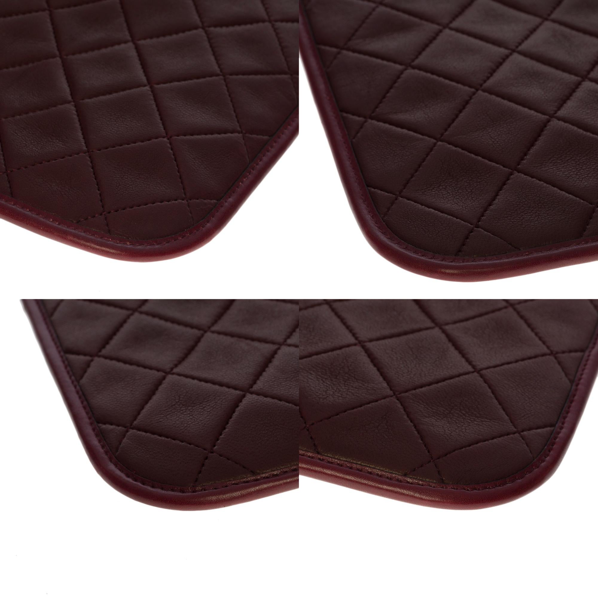 Amazing Chanel Flat Tote bag in burgundy quilted lambskin, GHW 2
