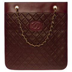 Amazing Chanel Flat Tote bag in burgundy quilted lambskin, GHW