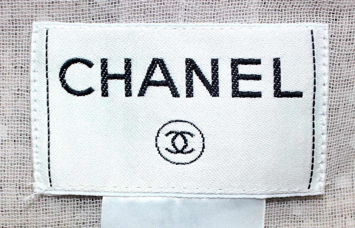 Amazing Chanel Ivory Fantasy Tweed Skirt Suit with Pearl Trimming Details 4