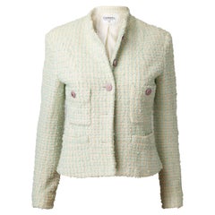 Amazing Chanel Jacket in beige and pastel green tweed