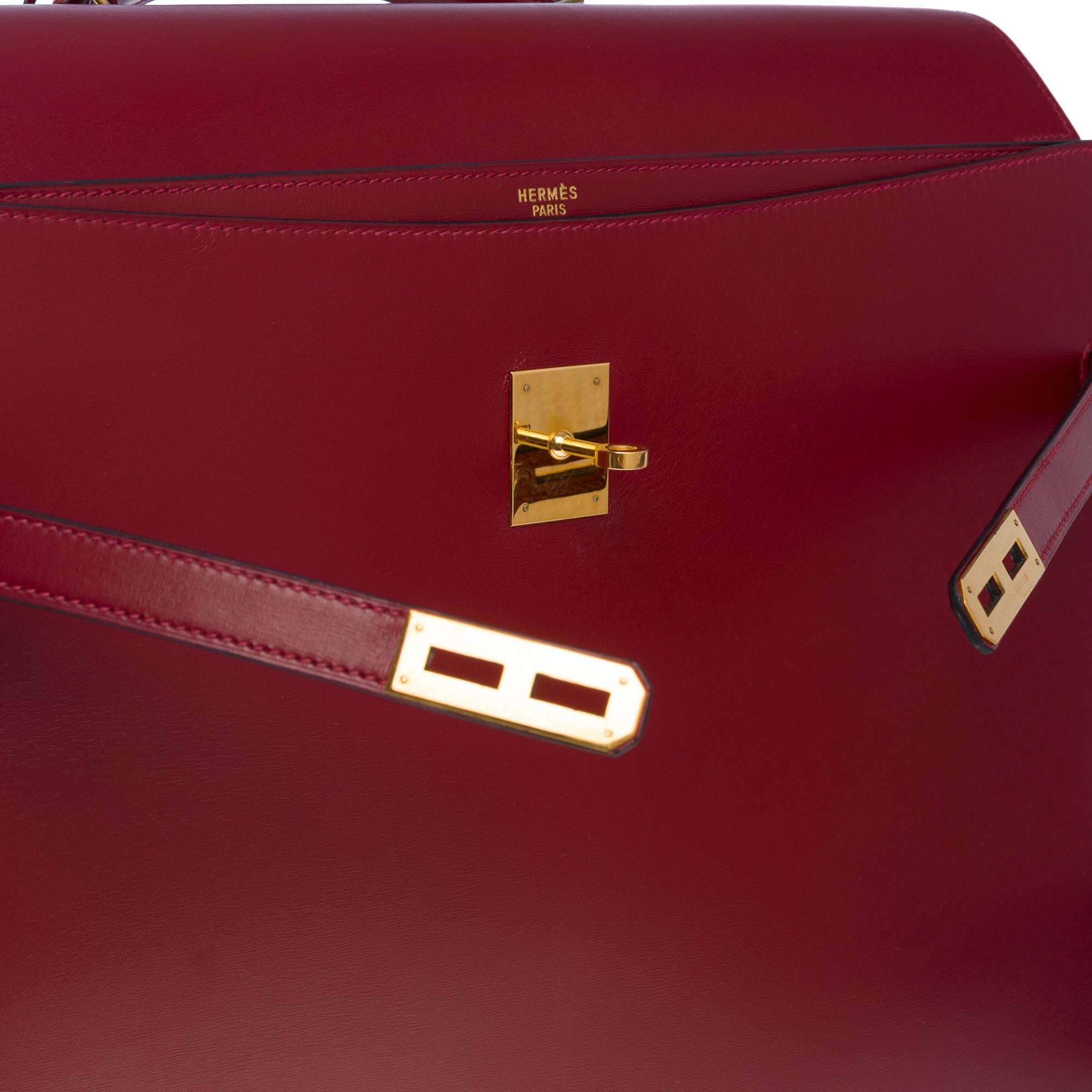 Amazing Chanel Kelly Dépêches Briefcase in Red H box calf leather, GHW 1