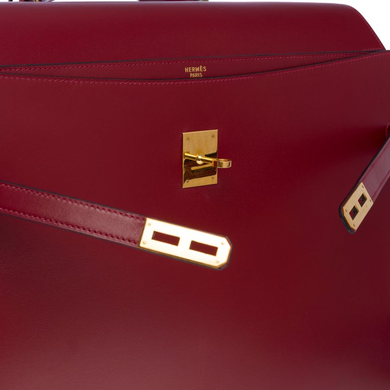Amazing Chanel Kelly Dépêches Briefcase in Red H box calf leather, GHW