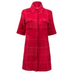 Amazing Chanel long waisted Jacket in red and white tweed