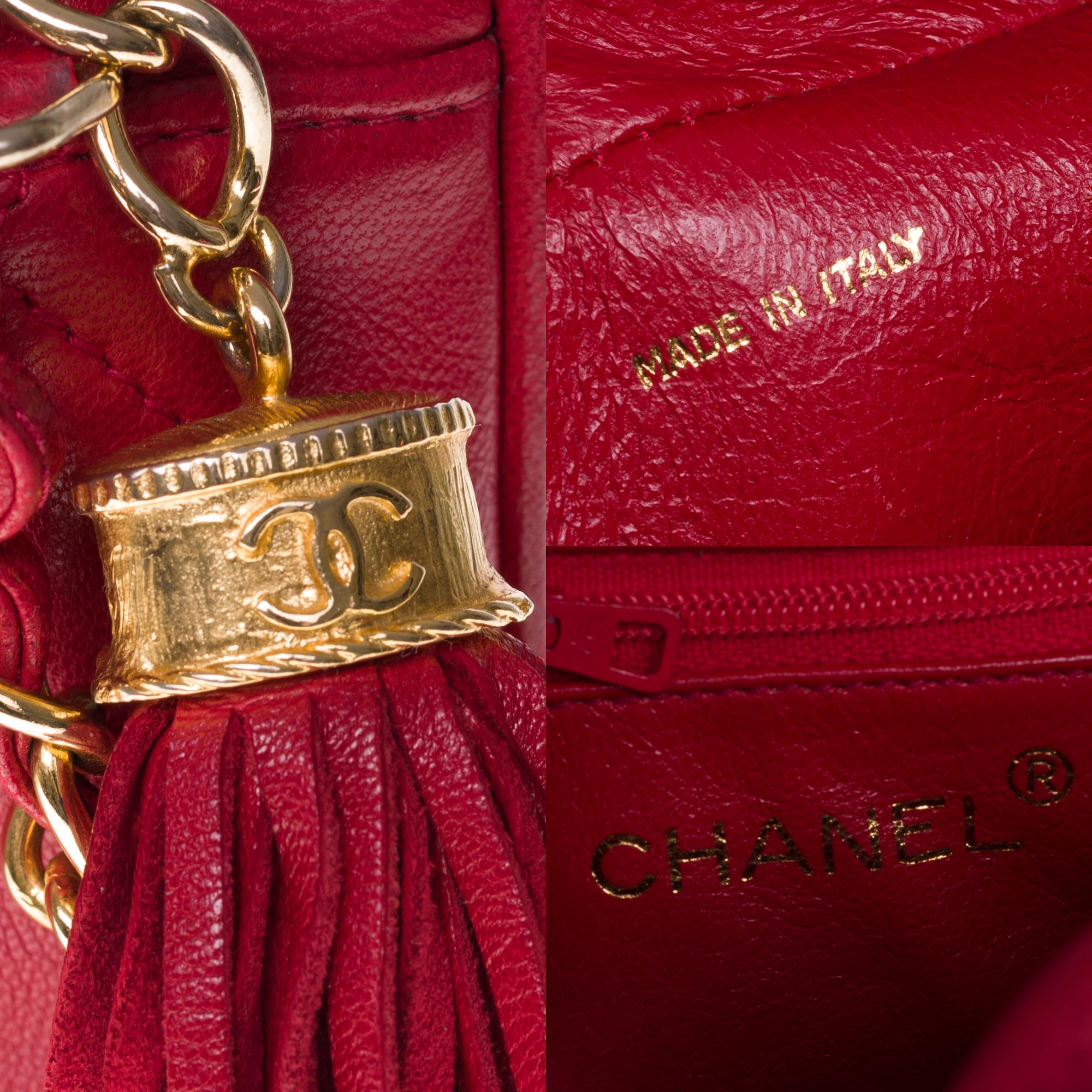 Amazing Chanel Mini Camera shoulder bag in Red quilted leather, gold hardware 1