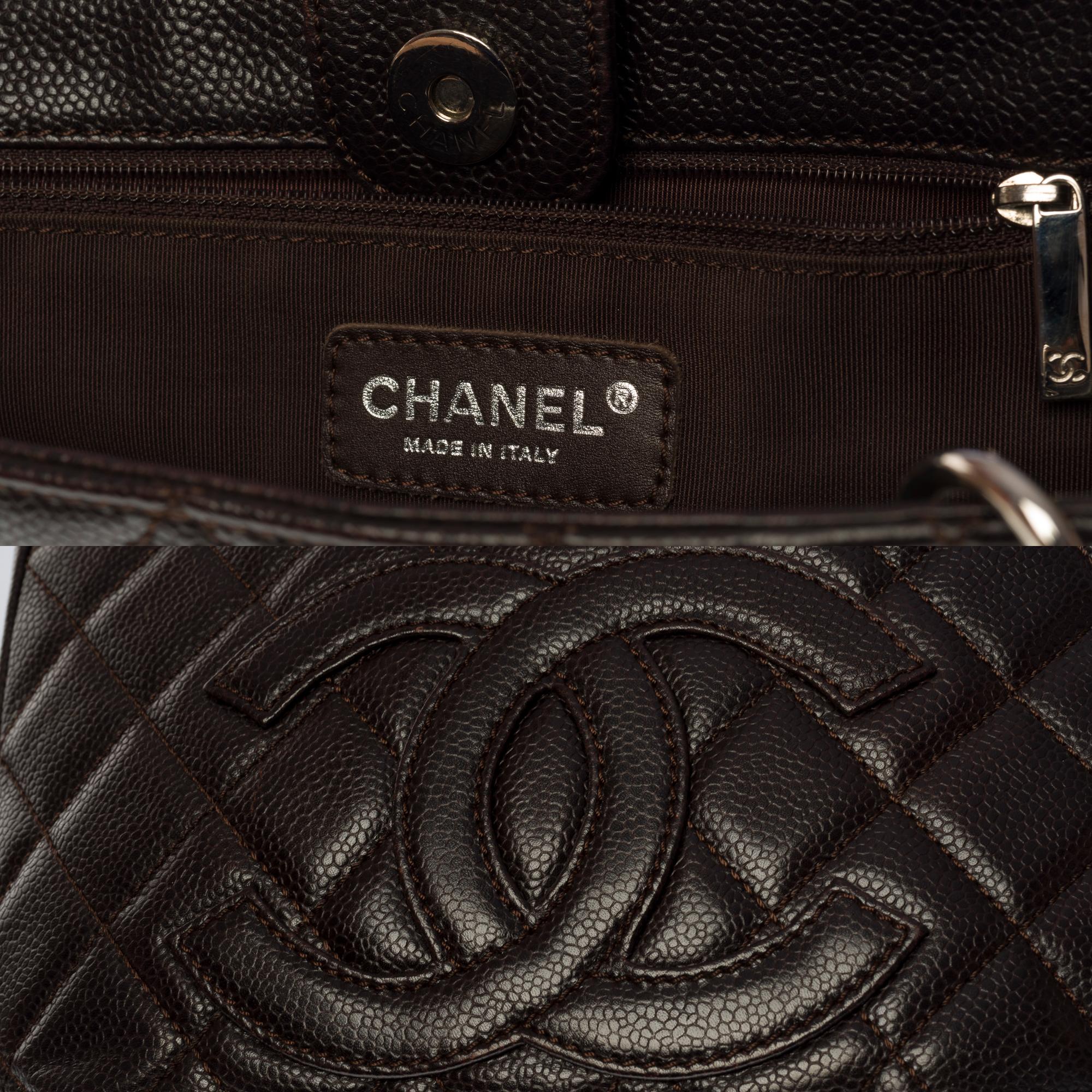  Chanel Petit Shopping Tote bag (PST) in brown Caviar quilted leather, SH In Good Condition In Paris, IDF