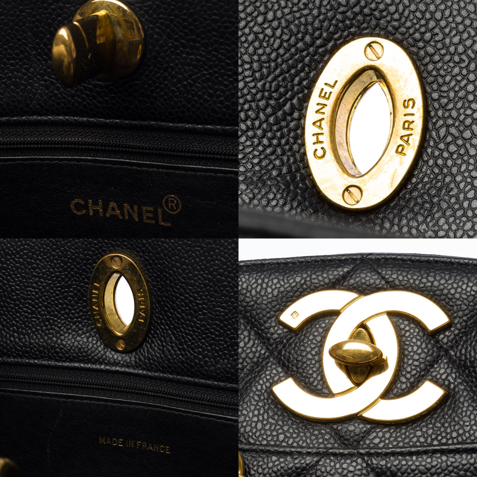 Amazing Chanel Shopping Tote bag in black Caviar quilted leather, GHW 2
