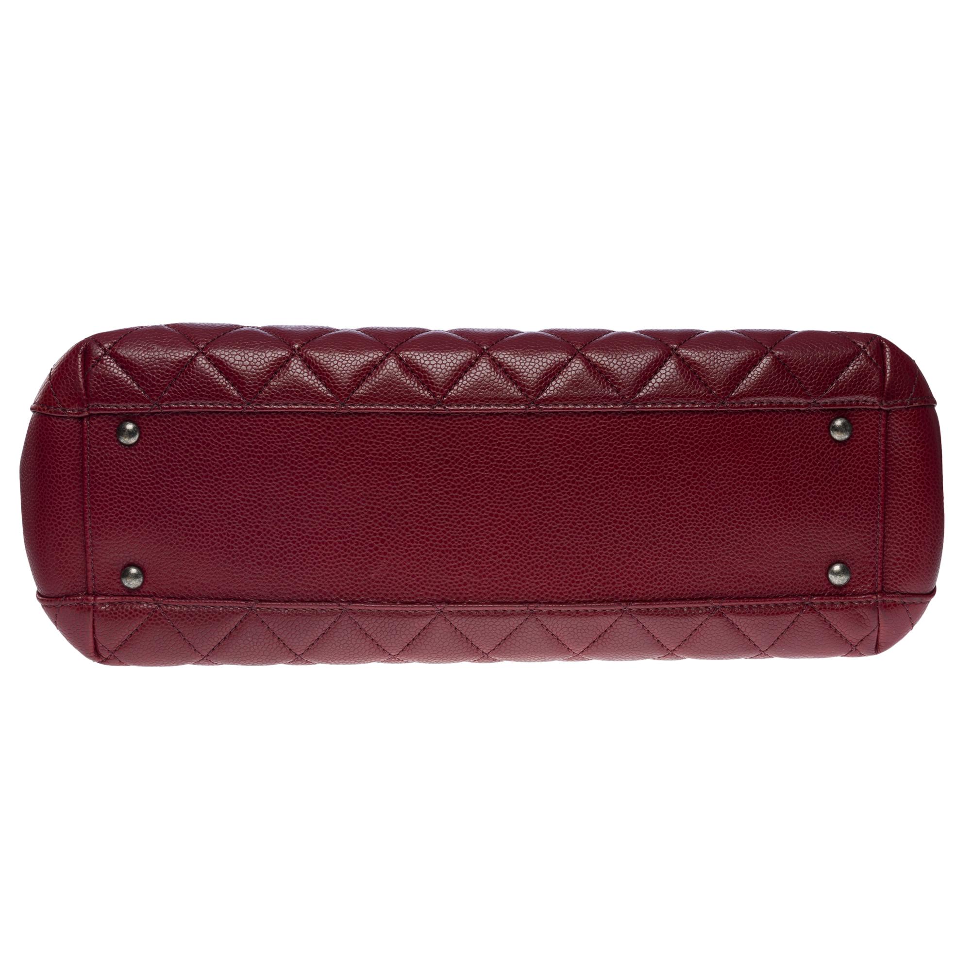 Amazing Chanel Shopping Tote bag in Burgundy Caviar quilted leather, SHW 6