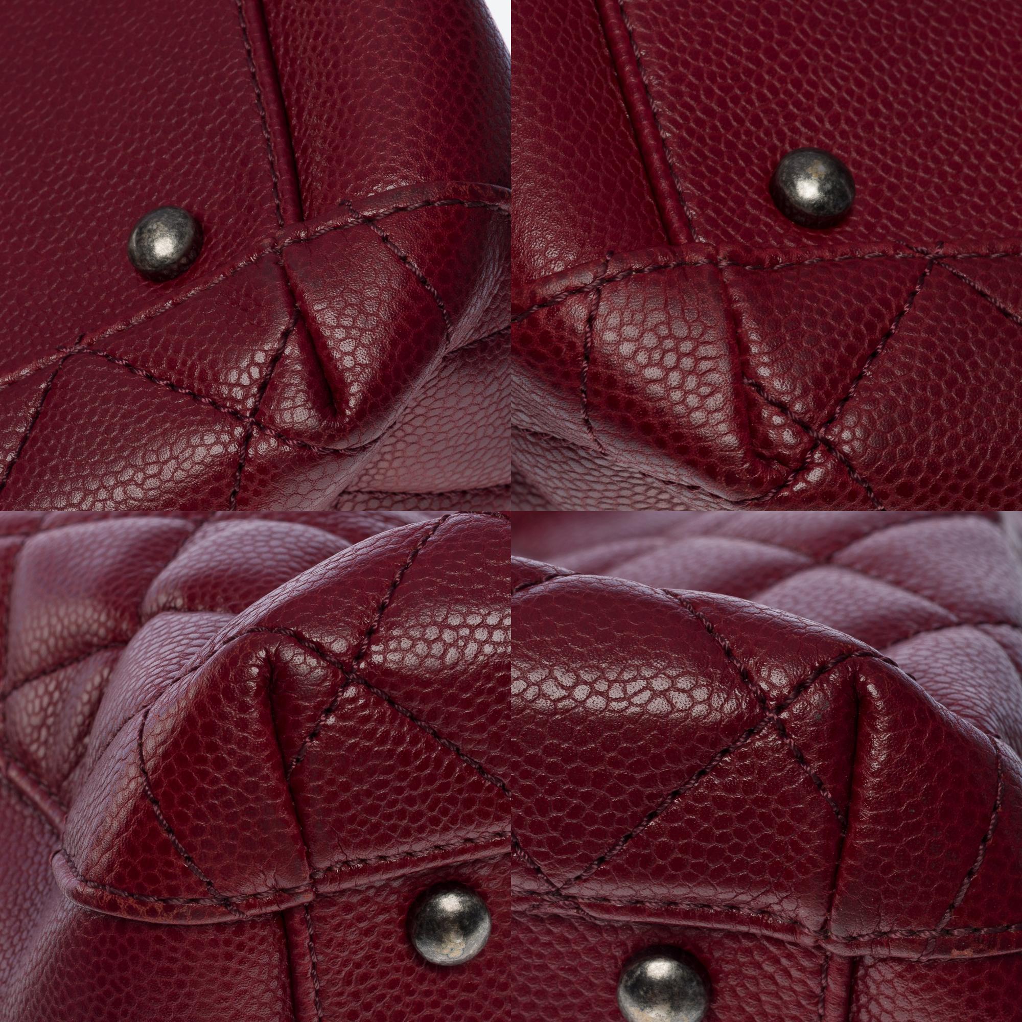 Amazing Chanel Shopping Tote bag in Burgundy Caviar quilted leather, SHW 7